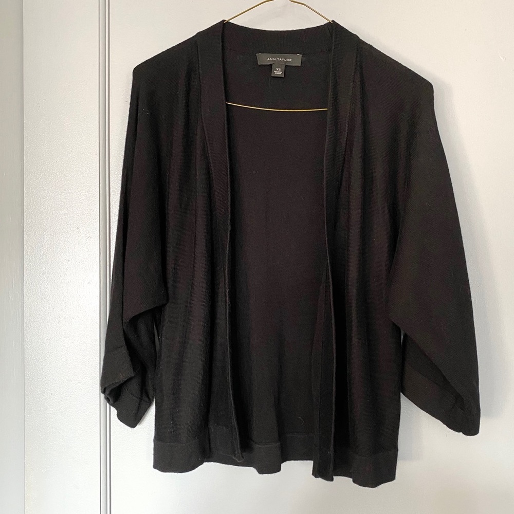 Ann Taylor Open Front Cardigan Black Knit NWOT
